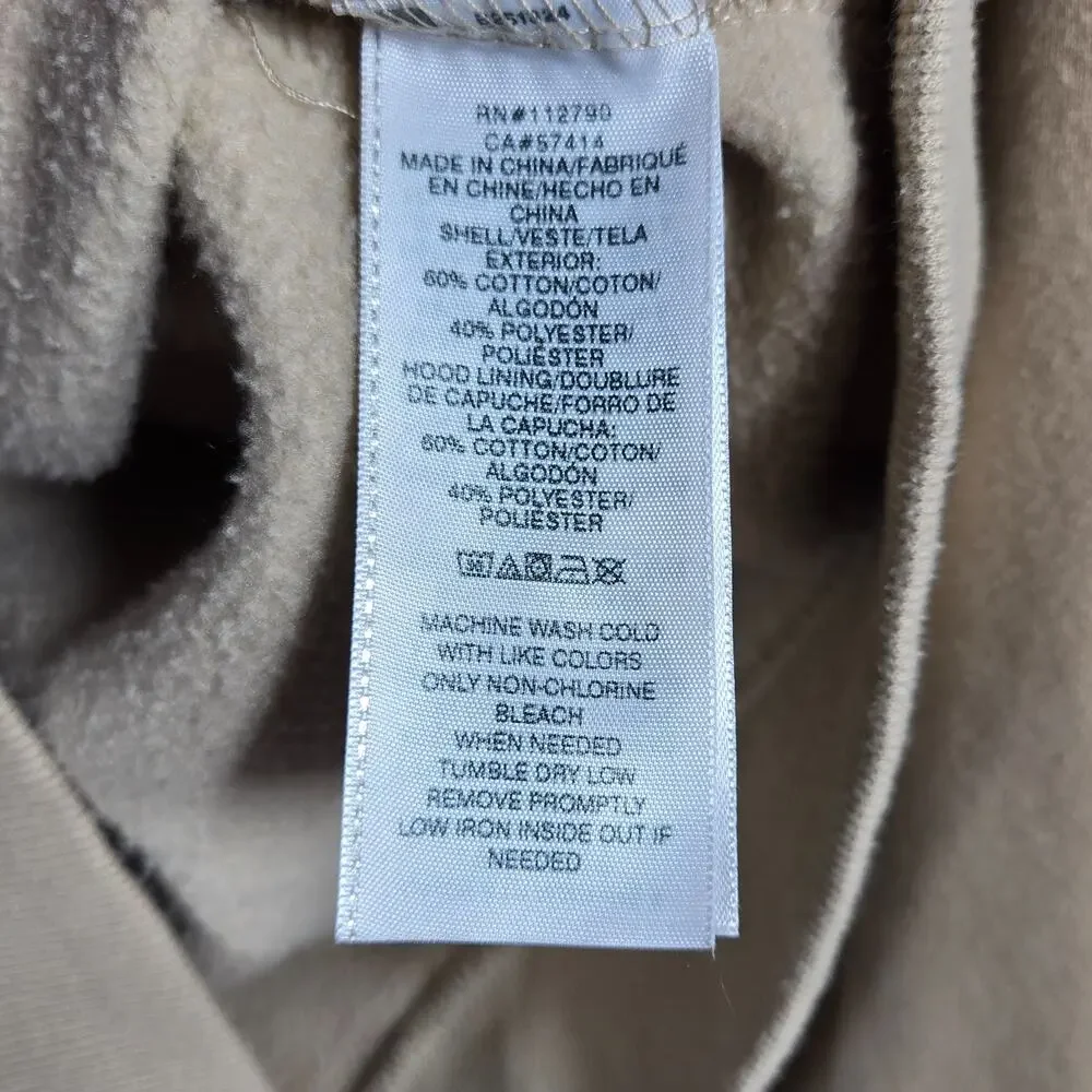 True Religion Brand Jeans Zip Hoodie Mens Medium Beige Graphic Logo Sweatshirt